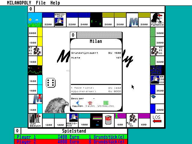 Milanopoly atari screenshot